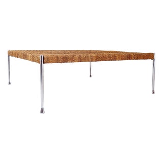 Large Square Coffee Table with Rope Top For Sale