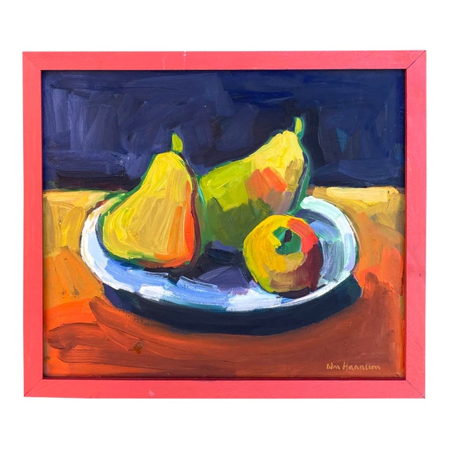 Vintage William B Hannum Still Life With Pears For Sale