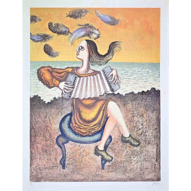 Color lithograph on wove paper realized by Enrico Benaglia in 1980s. Edition of 99. Hand signed and numbered in pencil....