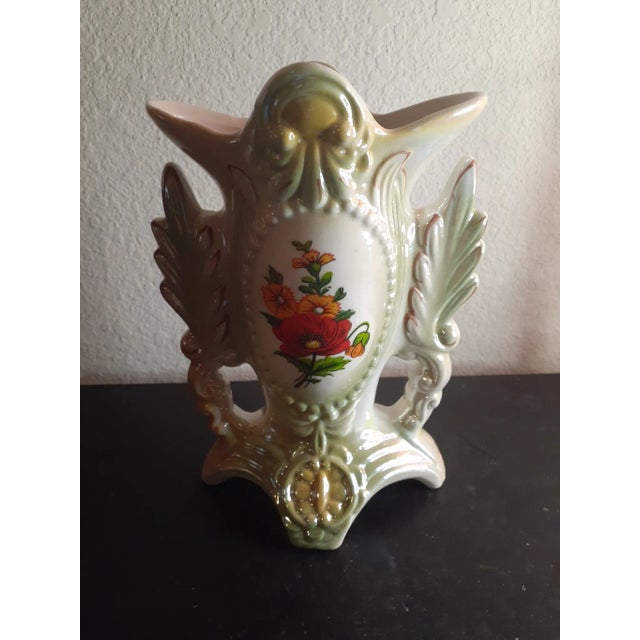 1940s 1940s Victorian Poppy Lusterware Spill Urn Vase, Made in Brazil For Sale - Image 5 of 9
