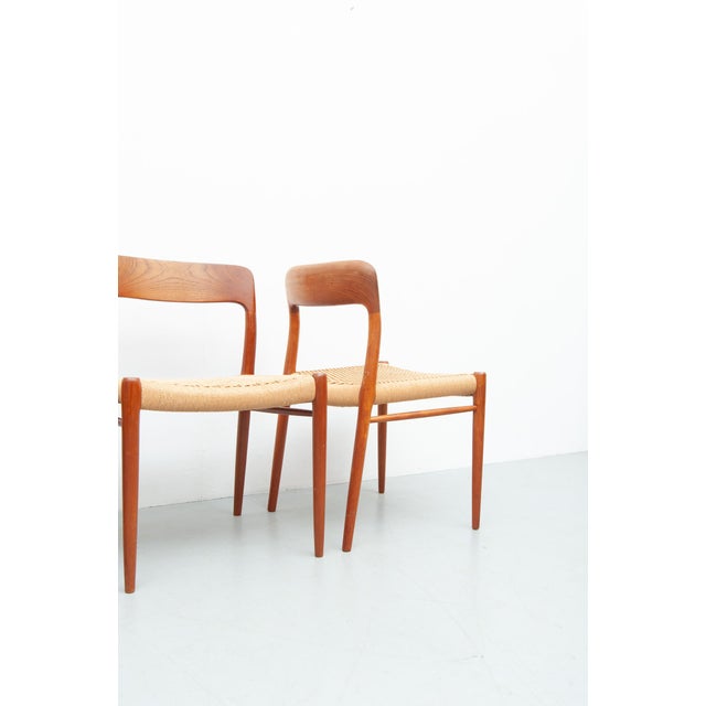 1950s Vintage Model 75 Dining Chairs in Teak by Niels Otto Møller for J. L. Møller Møbelfabrik, 1950s, Set of 4 For Sale - Image 5 of 15