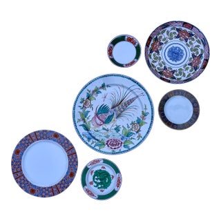 19th-Century Japanese Imari Inspired Decorative Plate Curation- 6 Plates For Sale