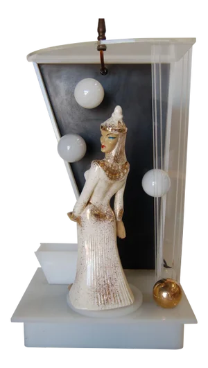 Lucite Table Lamp by Moss Lighting W/ Ceramic Figurine by Hedi Schoop