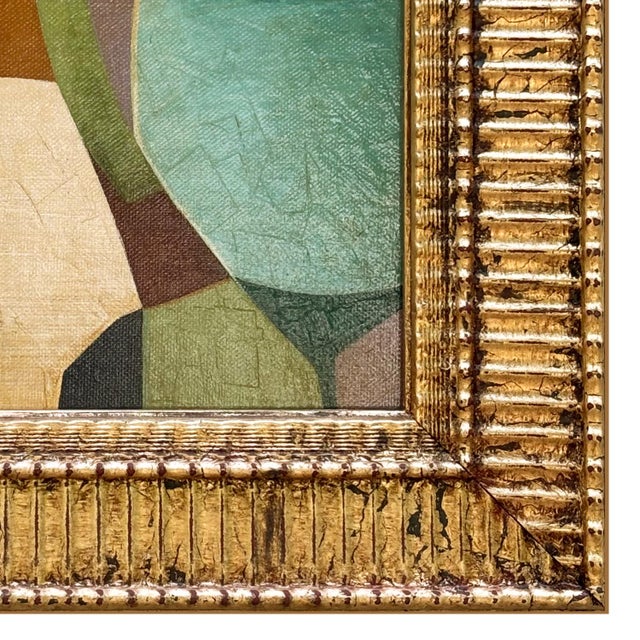 2020s Contemporary Abstract Oil Painting in Vintage Gold Frame For Sale - Image 5 of 6