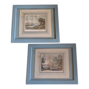 Pair of Hand Colored Engravings After Claude Lorrain