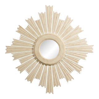 Painted Wood Modern Custom Sunburst with Convex Mirror with Varying Rays For Sale