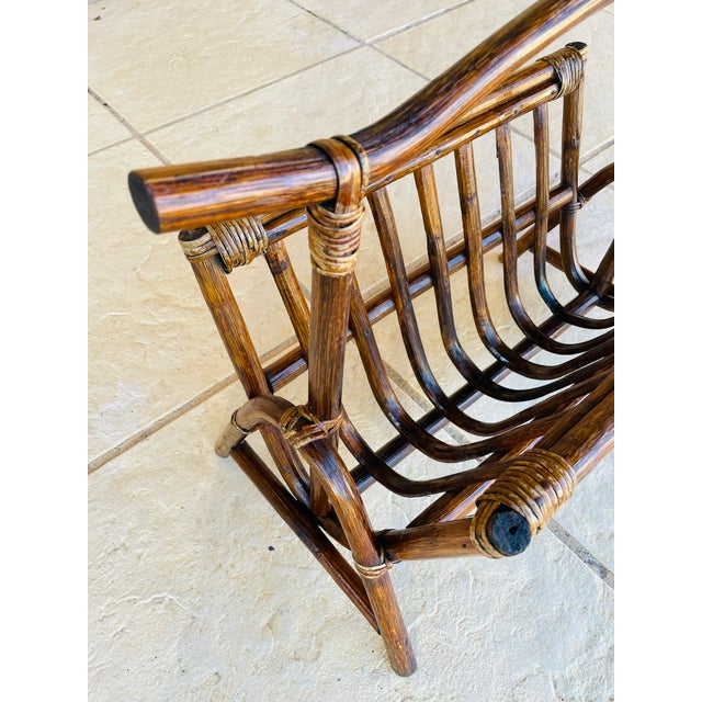 Mid-Century Modern Vintage Bamboo Rattan Magazine Rack, 1970s For Sale - Image 3 of 16