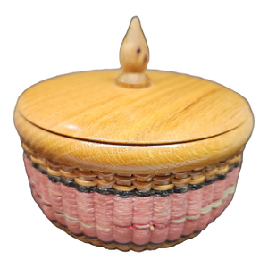 Vintage Reverse Twill Nantucket Basket With Wood Lid, Signed