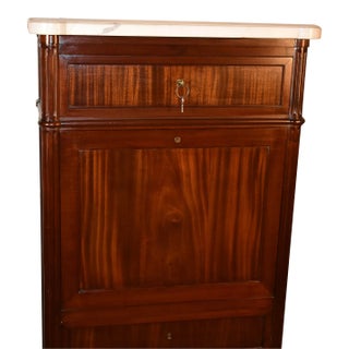 1900s Antique French Louis XV Dark Mahogany Secretary Desk Chest of Drawers For Sale