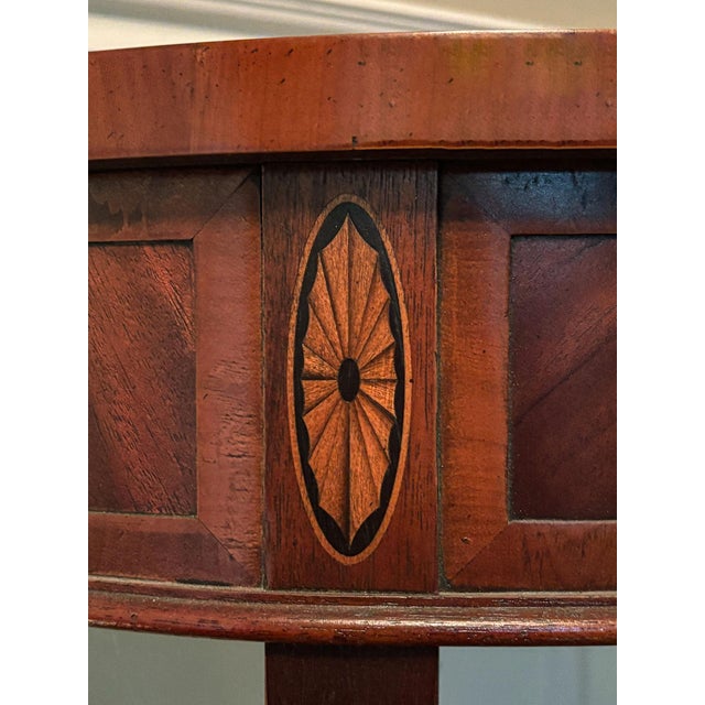 Traditional Hekman Mahogany/Yew Wood Inlaid Demi-Lune Table For Sale - Image 3 of 5