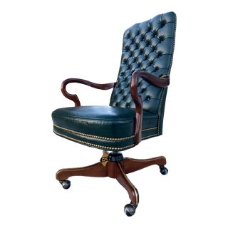 Leathercraft Swivel-Tilt Tufted Leather High-Back Model 703-27 Geurin Executive Chair For Sale