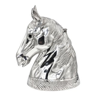 Vintage Equestrian Horse Head Champagne Ice Bucket Cooler Silverplate For Sale