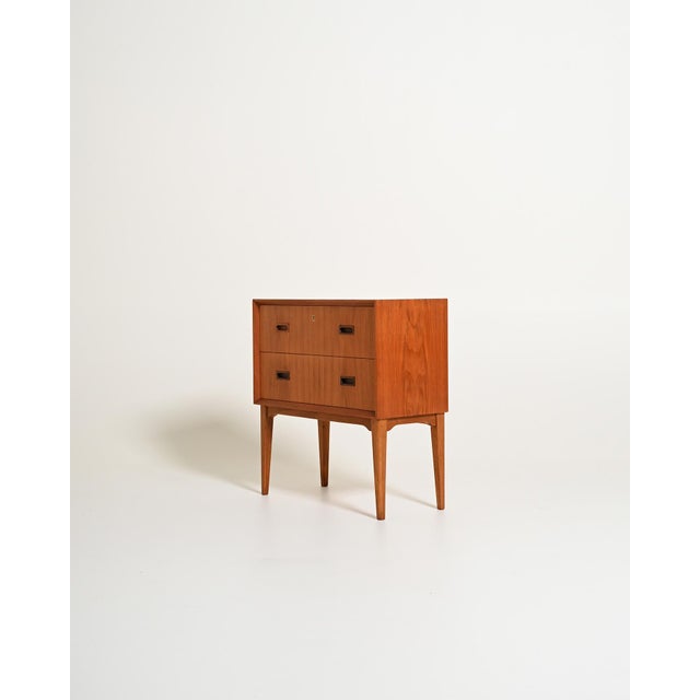 Scandinavian Teak Bedside Table with Two Drawers, 1960s For Sale - Image 4 of 10