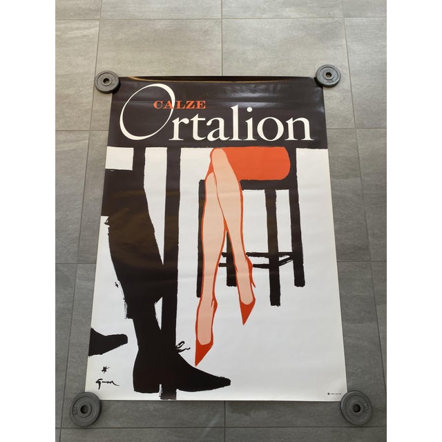 Modern Original Vintage Calze Ortalion Offset Poster by René Gruau, 1970s For Sale - Image 3 of 17