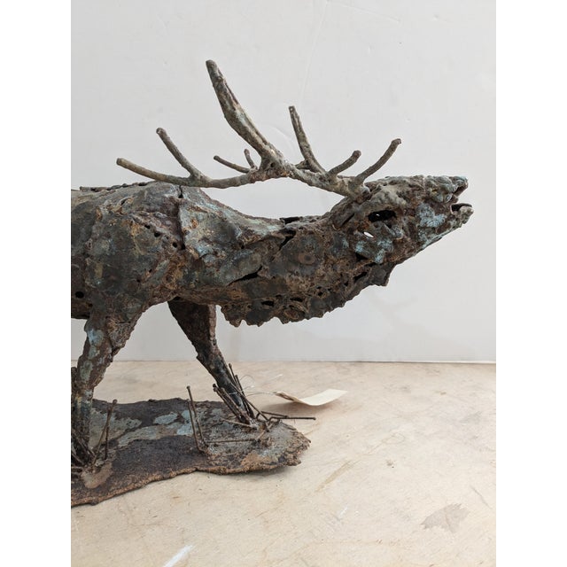 Bronze Brutalist Stag Sculpture – Mid-Century Modern Statement Piece For Sale - Image 4 of 12