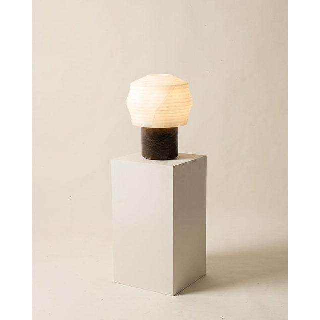 Stone Papyrus Alabaster Table Lamp by Luis Gimeno For Sale - Image 7 of 9