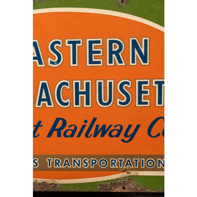 1950s Vintage Painted Metal Railway Advertising Sign For Sale - Image 5 of 7