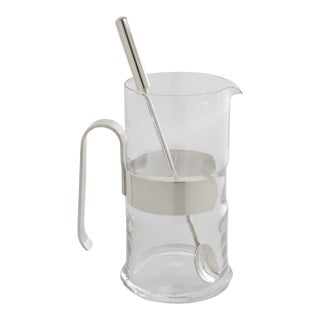 Silver Plate and Crystal Martini Cocktail Pitcher Mixer by Pm Italy For Sale