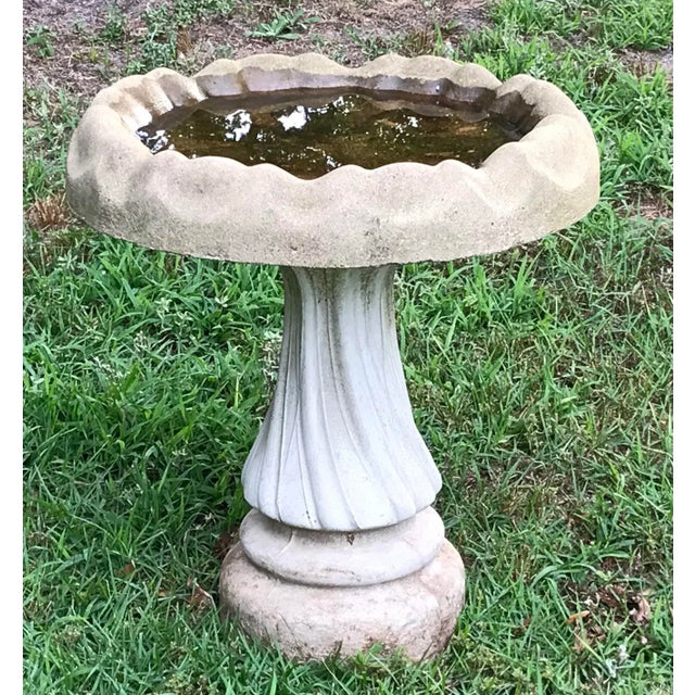 Gray Vintage Concrete Birdbath For Sale - Image 8 of 10