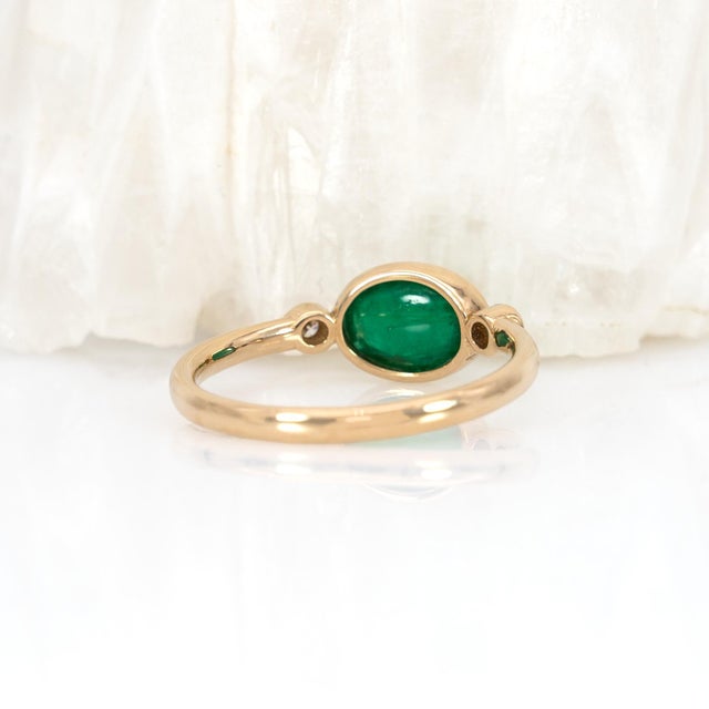 Metal 1.2ct Zambian Emerald Ring With Natural Diamonds Accents: Solid 14k Gold,Size 6.75 For Sale - Image 7 of 8