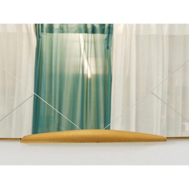 White Large Trapezoidal Golden Wall Mirror with Engraved Diamond Pattern by Gio Ponti, 1950s For Sale - Image 8 of 15