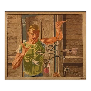 (after) Paul Cadmus, Louis Gartner Petit Point Needlework Tapestry after Paul Cadmus THE INVENTOR, 1960