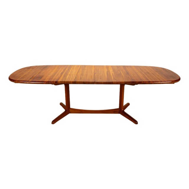 Benny Linden Danish Modern Style Solid Teak Expandable Dining Table W/ Hidden Leaves For Sale