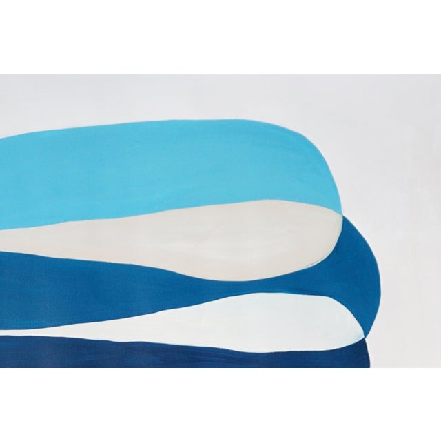 Paper 2026, Looping Horizon, Modern Organic Diptych, Color Band Elipse in Blue and Red, Acrylic Paint on Watercolor Paper by Ryan Rivadeneyra For Sale - Image 7 of 10