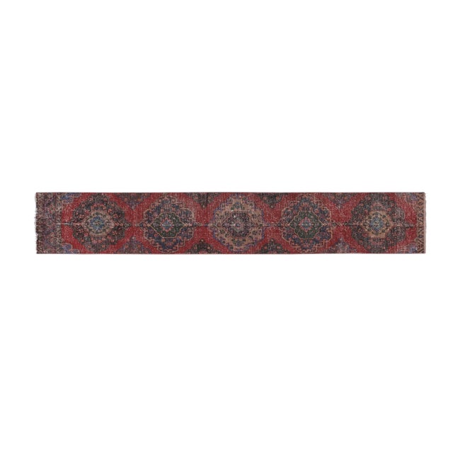 Turkish Red Wool Runner 2'1" x 12'4" 24" x 145" / 63 x 370 Cm Hand woven with high quality pure wool Excellent condition...