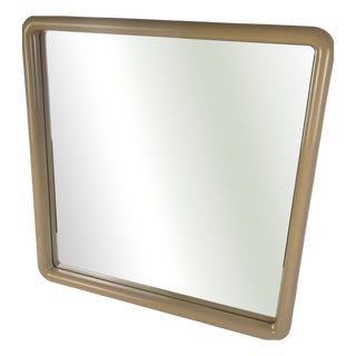 Square Cream Plastic Mirror with Rounded Edges, 1970s-1980s For Sale