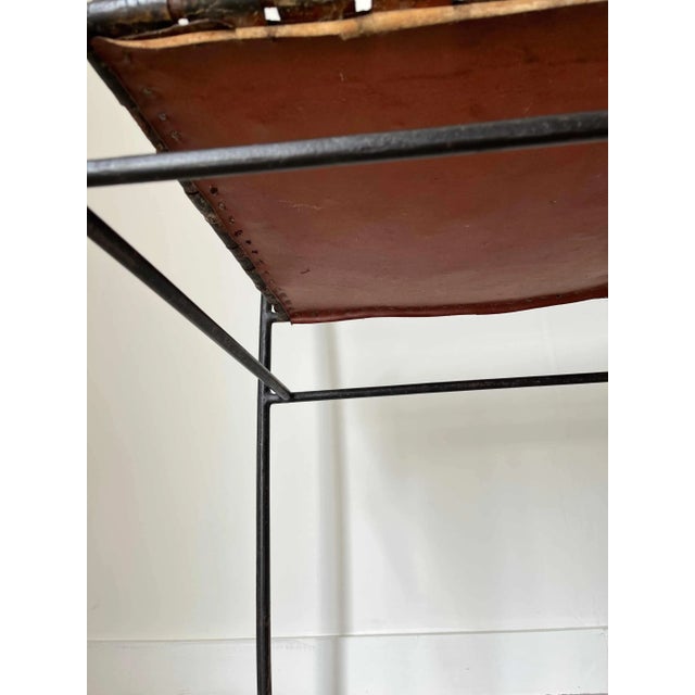 Cognac Leather and Iron Frame Bench, 1970 For Sale - Image 11 of 13