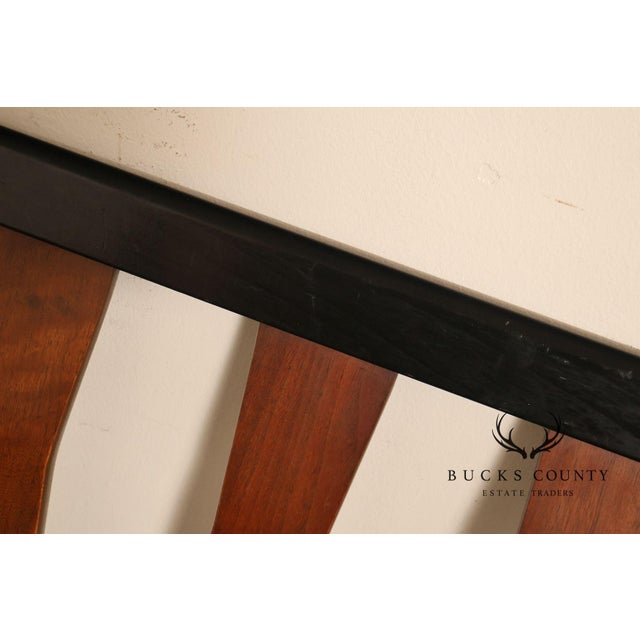 Mid Century Modern King Size Headboard with Ebony Frame and Walnut Bentwood Slats For Sale - Image 4 of 18