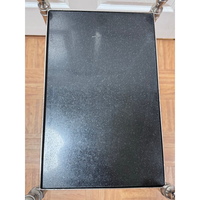 Maison Jansen Vintage Directoire Style Nickel and Black Granite Side Table For Sale - Image 4 of 11