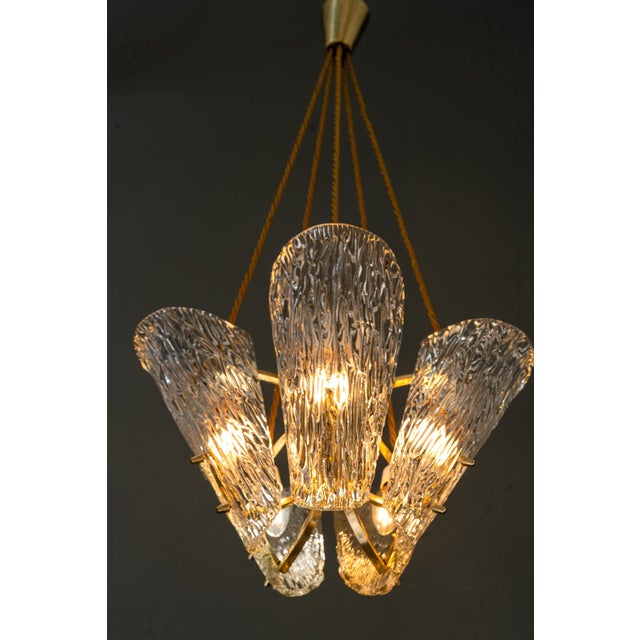 1950s Vintage Klamar Chandelier with Textured Glass, 1950s For Sale - Image 5 of 18