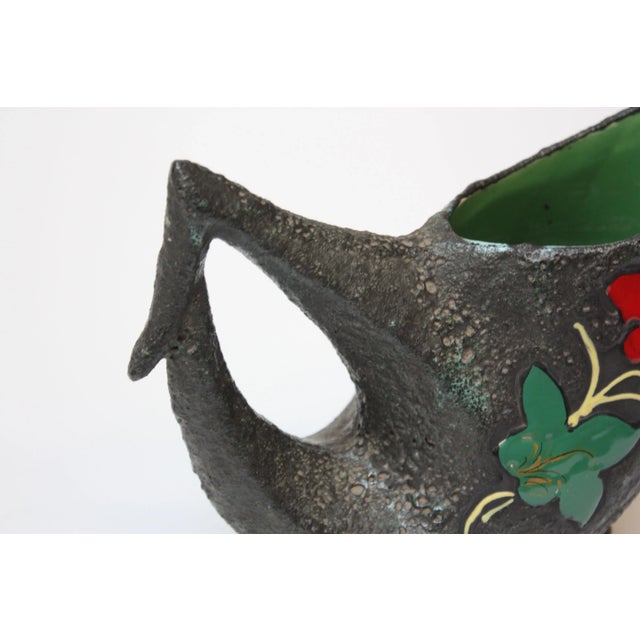 Ceramic Mid Century Italian Modern San Marino Fat Lava Ceramic and Enamel Pitcher For Sale - Image 7 of 13