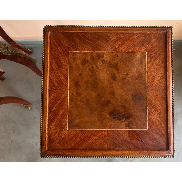 Brown French Classic Louis XV Style Marquetry Nightstands With Drawer, 1910 For Sale - Image 8 of 11