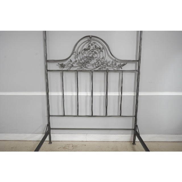 Traditional Corsican Iron Twiggy Bird & Berry Queen Size Poster Bed For Sale - Image 3 of 16