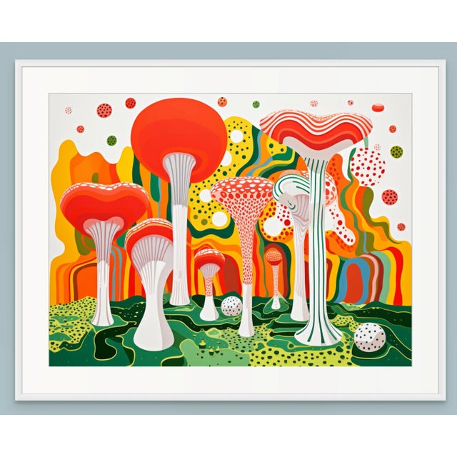 Contemporary 'Landscape With Mashrooms' in the Style of Yayoi Kusama - Framed Limited Edition Fine Art Print For Sale - Image 4 of 7
