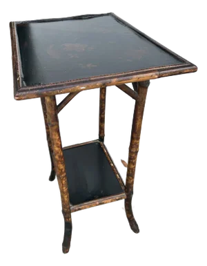 Antique English Bamboo and Lacquer Side Table.