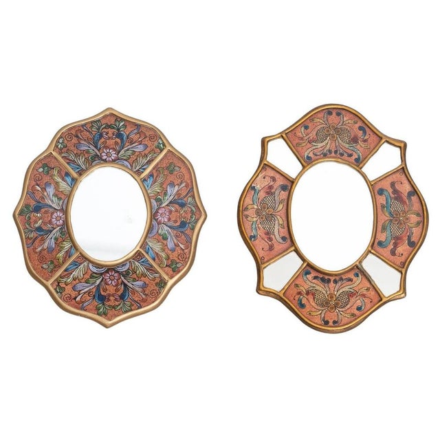 Mid-Century Peruvian Hand-Painted Wooden Wall Mirrors, 1960s, Set of 2 For Sale - Image 11 of 11