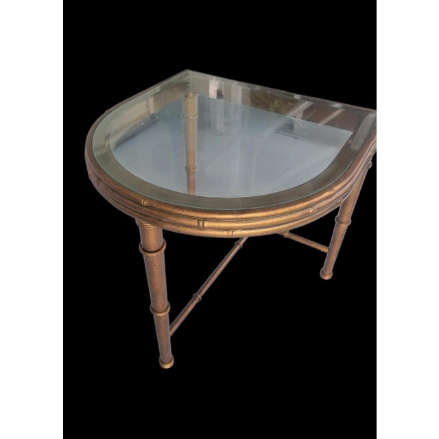 Hollywood Regency Vintage Hollywood Regency Iron Bronze Faux Bamboo Convertible Oval Coffee/sideTable For Sale - Image 3 of 13