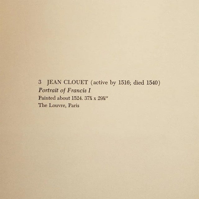 1950s 1955 After Jean Clouet "Portrait of Francis I", First Edition Vintage Full-Color Print For Sale - Image 5 of 8