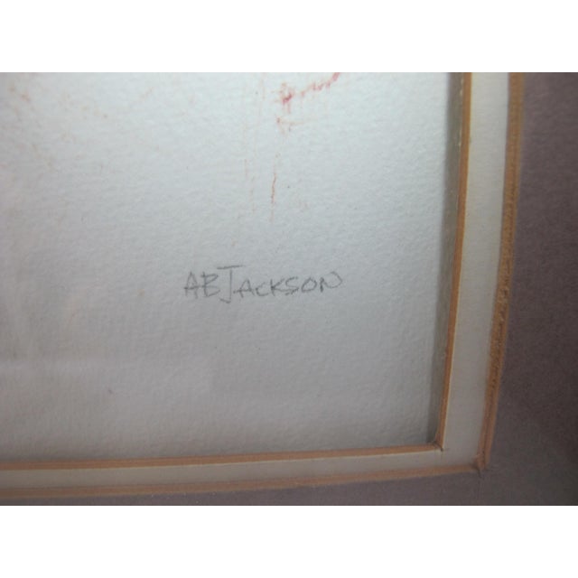 A.B. Jackson (American, 1925-1981) untitled Conte Crayon sketch on paper of a man's face. Late 1960's. Frame measures 13...