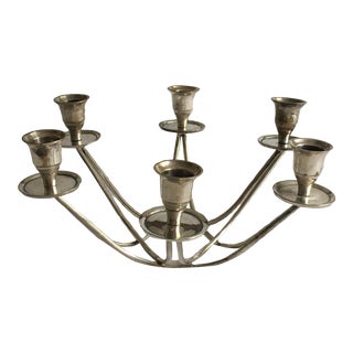 Mid-Century Round Six Arm Silverplate Candelabra For Sale