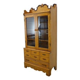 1940s Industrial Solid Oak Library Bookcase with Drawers For Sale