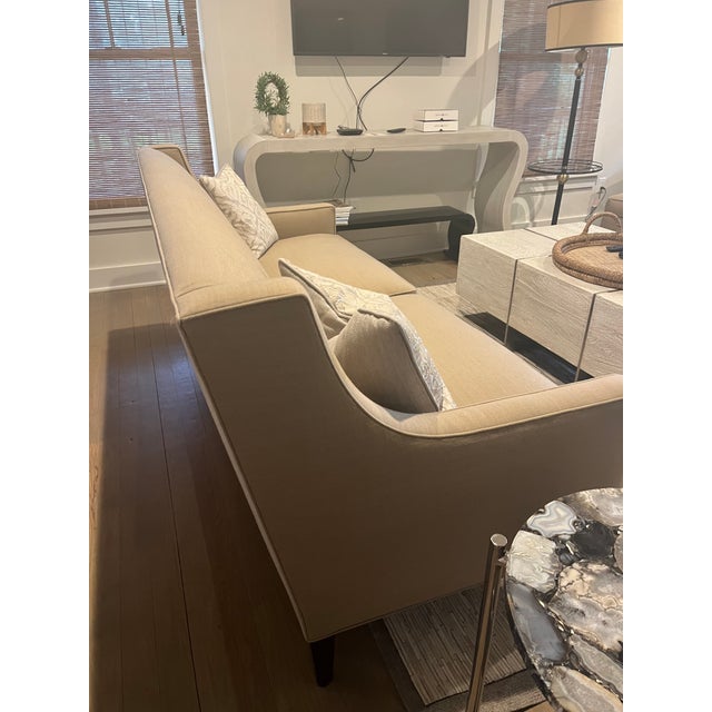 Traditional Charles Stewart Custom Cannon Sofa Tan/ Beige For Sale - Image 3 of 6