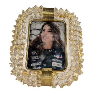 Italian Hand-Made Picture Frame Gold Murano Glass