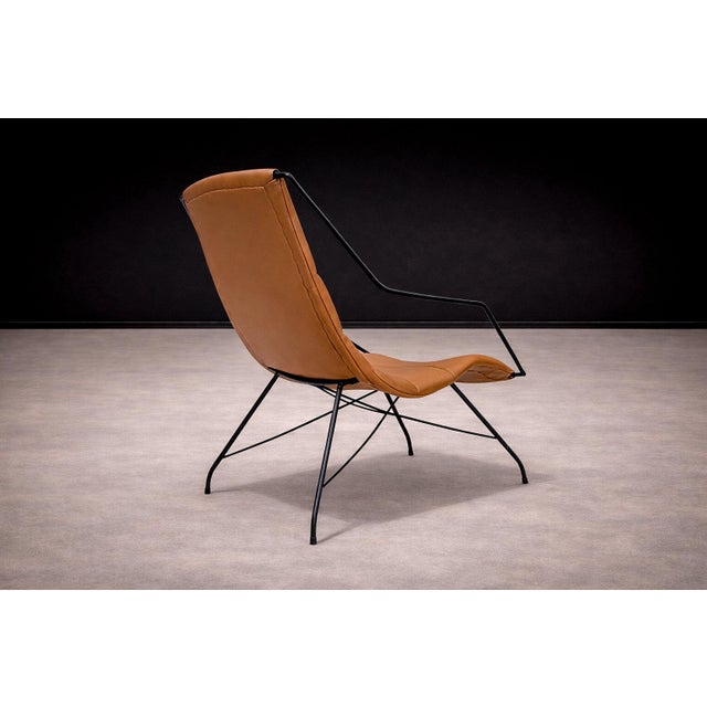 Carlo Hauner Armchair in Brown Leather & Iron, Carlo Hauner, 1950s For Sale - Image 4 of 10