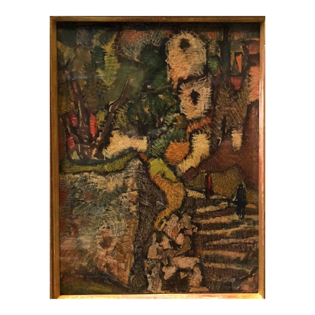David Zak, Rare Abstract Jerusalem Landscape, 1940s Israeli Artist For Sale