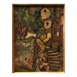 David Zak, Rare Abstract Jerusalem Landscape, 1940s Israeli Artist
